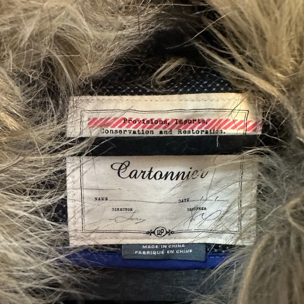 Anthropologie Cartonnier Gray Short Jacket with Faux Fur Trim. - Picture 9 of 11